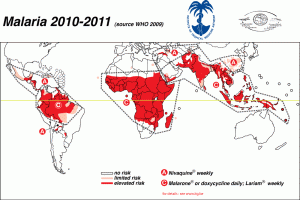 Carte du paludisme dans le monde