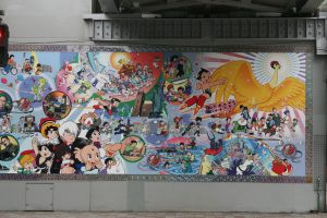 Fresque Ozamu Tezuka, papa d'Astro et Princesse Saphir