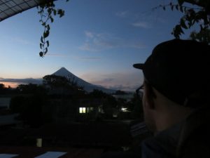 Vue sur le volcan depuis la guesthouse